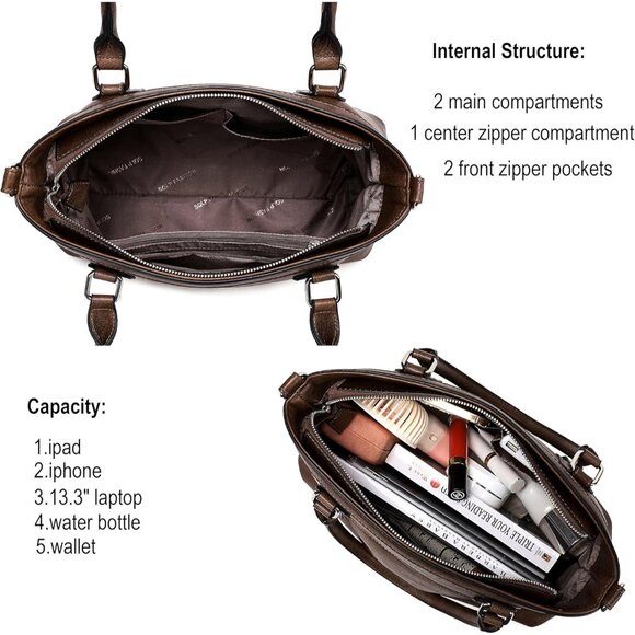 Women Purse Vegan Leather Hobo Crossbody Tote Shoulder Bag Large - Picture 4 of 6